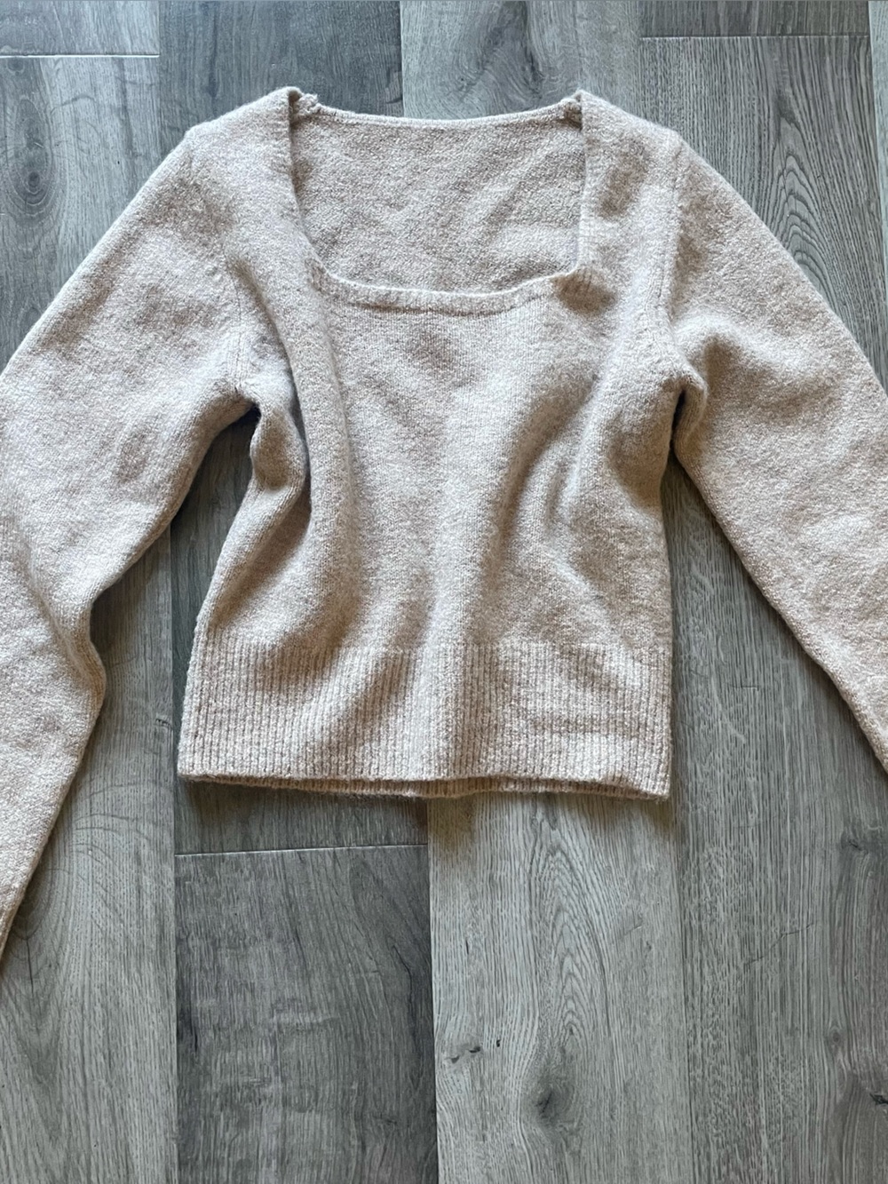 Cream Square-Neck Knit Sweater - Women